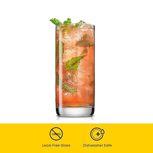 JoyJolt Faye 13oz Highball Glasses, 6pc Tall Glass Sets. Lead-Free Crystal Drinking Glasses. Water Glasses, Mojito Glass Cups, Tom Collins Bar Glassware, and Mixed Drink Cocktail Glass Set thumbnail 5