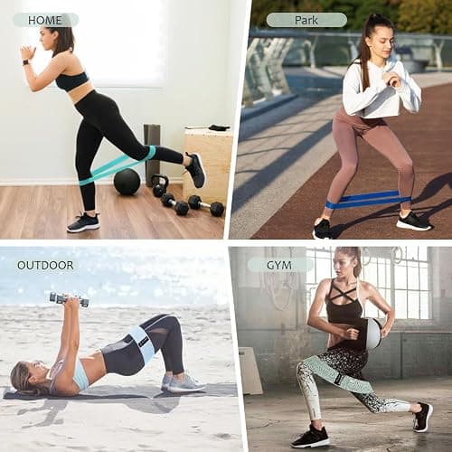 HIMESPORNER Wide Fabric Resistance Bands for Working Out, 3 Level Non-Slip Exercise Booty Bands for Women & Men Leg and Glutes with Hair Ties and Tape Measure - for Home Gym Workout, Yoga, Pilates thumbnail 6