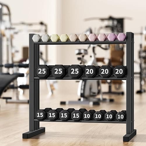 Jasopaco 31Inch Dumbbell Rack Only - 450LB Capacity Weight Rack, 3-Tier Heavy Duty Dumbbell Stand Kettlebell Rack For Dumbbells, Kettlebells, Home Gym. thumbnail 7