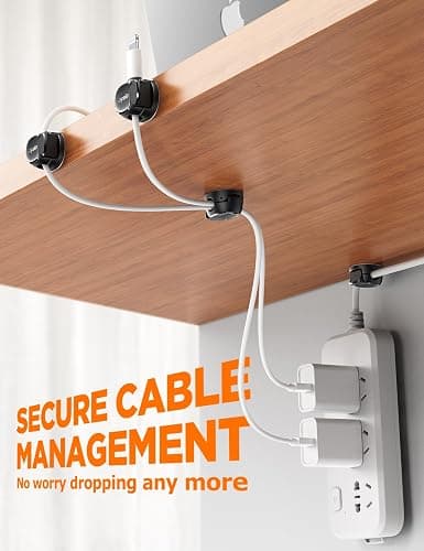 8Pack Cord Organizer [Dual Spring & Clasp, Max Secure] Cable Clips - Chfeila Cable Management, Adhesive Phone Charging Wire Holder for Nightstand/Wall, Home Office Desk Accessories Decor Essentials thumbnail 5