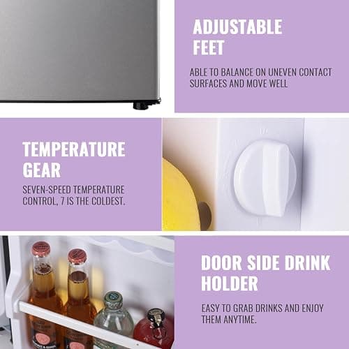 DEMULLER 2.4 Cu.Ft Small Refrigerator with Freezer Dorm Mini Fridge Removable Plastic Shelves Ideal for Home, Office,Dormitory Silver thumbnail 7