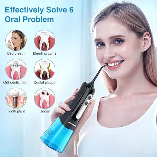 INSMART Water Flosser for Teeth: Cordless Dental Electric Flosser for Oral Care,Rechargeable Floss DIY Mode IPX7 Waterproof,Portable Travel Flossers Set for Teeth cleaning with 4 Modes thumbnail 4