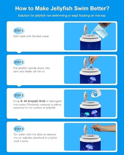 Eyesound Jellyfish Lamp Bluetooth Speaker with White Noise – 7 Color Changing Jelly Fish Tank Aquarium Light, 4 Lighting Modes for Relax & Sleep, Home Office Bedroom Decor, Gift for Kids Teens Adults thumbnail 8