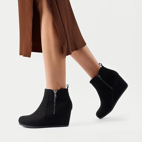 DREAM PAIRS Women's Suede Low Wedges Ankle Boots thumbnail 2