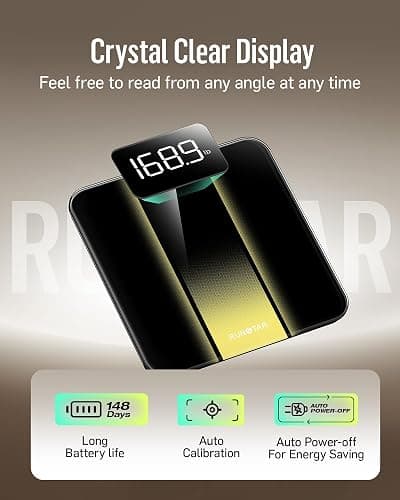 RunStar Digital Bathroom Scale for Body Weight with High Precision, Clear LED Backlight Display, Accurate Scale with 6mm Tempered Glass, 400lb thumbnail 4