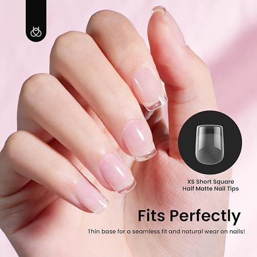 Beetles Gel Nail Tips 288 pcs Extra Short Square Nail Tips 12 Sizes Full Cover Gel Press On Nails Half Matte Acrylic Square Fake Nail Extension Set for Women Home DIY thumbnail 6