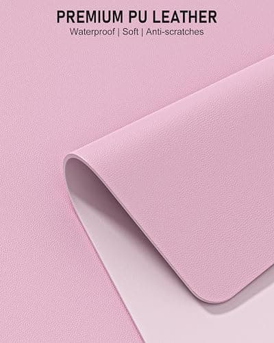 Niniubye Desk Pad, 23.6" x 13.8" PU Leather Non-Slip Desk Mat Large Mouse Pad for Desktop, Waterproof Laptop Computer Writing Mat for Office, Home, Work, Gaming, Pink thumbnail 4