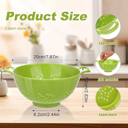 4 Pack Small Colander for Kitchen Mini Plastic Strainer Dish Safe for Veggies Berry Fruits Food 7.87 x 7.87 x2.83 Inch Dishwasher Safe thumbnail 3