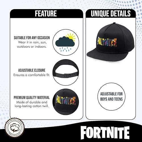 Fortnite Baseball Cap for Boys, Quality Made Boys Hat and Fitted Cap, Flatbrim Baseball Hat with Sleek Design thumbnail 2