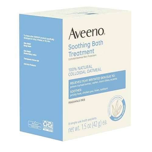 Aveeno Soothing Bath Treatment, Eczema, Dry Skin Relief, Colloidal Oatmeal Bath, Cleanser, Fragrance Free, 8-pack, 42 gram thumbnail 5