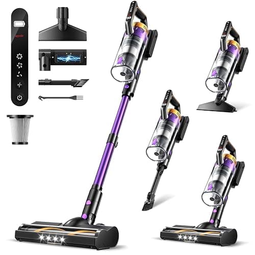 Cordless Vacuum Cleaner, 580W/48Kpa Vacuum Cleaners with 65 Min Runtime, Lightweight Wireless Vacuum with LED Headlights/Screen, wall mount, Removable Handheld Vacuum for Pet Hair/Carpets/Floors/Sofa - Image 1
