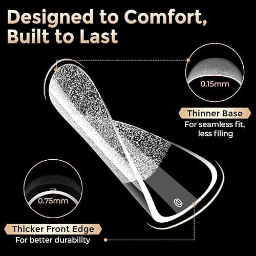 Nail Tips Square: 504PCS Tri-Layer Core Short Square Gel Nail Tips, 12 Sizes Soft Clear Nails Full Cover Acrylic False Fake Nails for Women Flat & Natural Nail Extensions Home thumbnail 5