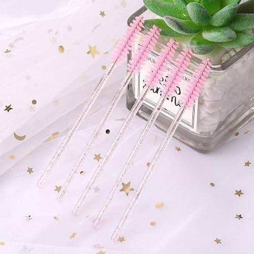 Tbestmax 500 Disposable Mascara Wands Eyelash Brush Spoolies for Eyebrow Eye Lash Extension Pink thumbnail 5
