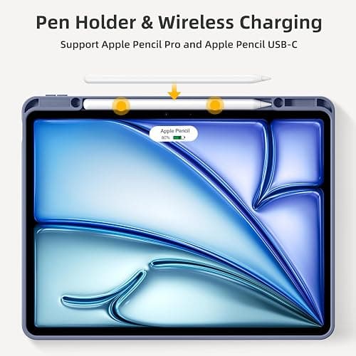 Akkerds Compatible for iPad Air 13 Inch Case (M3/M2) 2025/2024 with Pencil Holder, Trifold Stand Protective Cover/Soft TPU Back for iPad Air 13 Case, Supports Touch ID, Auto Wake/Sleep, Blue Gray thumbnail 4