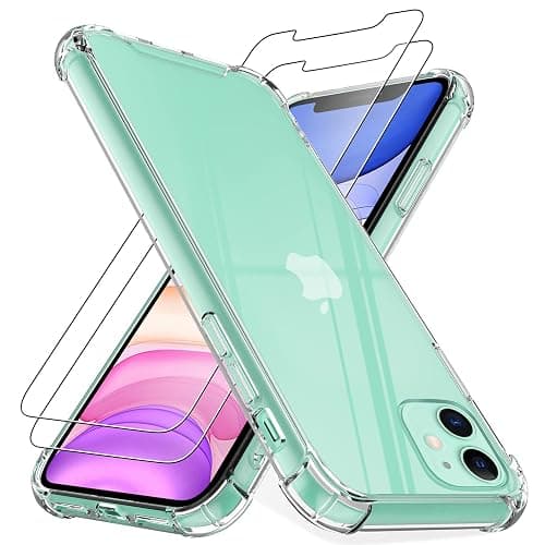 4youquality Case for iPhone 11 Case with [2-Pack Tempered Glass Screen Protectors], Advanced Airbag Drop Protection, Shockproof Transparent Clear Bumper Phone Cover, Anti-Scratch - Image 1