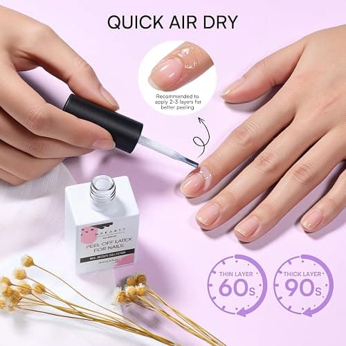 Makartt Liquid Latex for Nails: Nail Polish Barrier Peel Off for Clean Edges, Quick Dry Peel Off Cuticle Guard, Latex Tape for Nails Gel Polish, Stamping, Chrome Powder for Nail Art Home Salon Use thumbnail 3