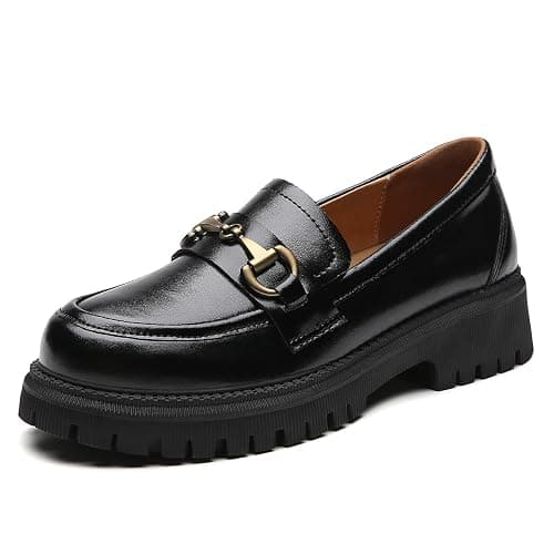 OKJ Loafers for Women Chunky Women's Loafers & Slip-ons Fashion Penny Comfort Business Casual Shoes Dressy Office Work Slip on Black Platform Loafers for Womens - Image 1