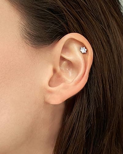 COCHARM G23 Titanium Cartilage Earring Stud for Helix 16g Flat Back Dog Paw Cartilage Piercing Jewelry Front Top Screw Helix Tragus Earrings thumbnail 7