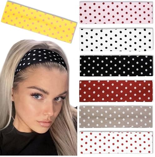 Tobeffect Polka Dot Headbands for Women Trendy Womens Headbands, Elastic Hair Bands for Women's Hair Polka Dot Hair Accessories 7PCS - Image 1