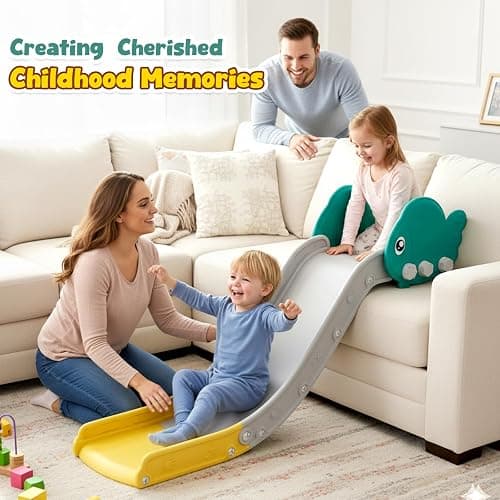 Couch Slide for Toddlers, Upgraded Indoor Toddler Slide for Couch, Bed & Stairs, Space-Saving Kids Slide with Extended Slope, Smooth Edges & Cute Fish Design, Safe for Multiple Ages & Long-Term Use thumbnail 6