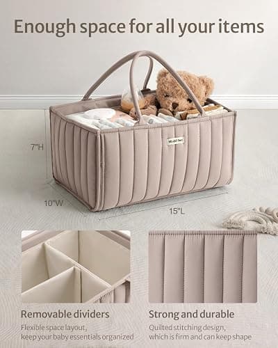 Blissful Diary Nappy Caddy Organiser, Baby Diaper Caddy for Nappy Station, Stylish Storage Basket for Newborn Essentials, Baby Shower Gifts for Girl or Boy, Sand thumbnail 4