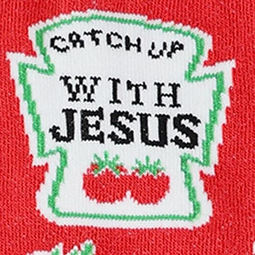 Kerusso - Catch Up With Jesus - Red Cotton Blend Women's Crew Socks, One Size Fits Most thumbnail 2