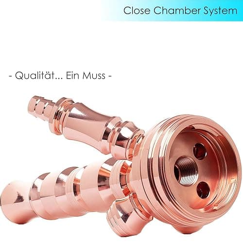 DILAW® Shisha Set TRIPHAN 66cm Edelstahl Wasserpfeife Profi Zubehör Komplett-Set bis 4-Anschlüsse mit Bowl, LED Licht, Kaminkopf, Molassefänger, Silikonschlauch, Alu Mundstück, Tonkopf & Kaminaufsatz thumbnail 5