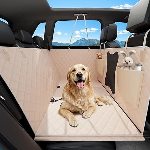 Bark Lover Waterproof Dog Car Seat Cover for Back Seat – Heavy Duty Back Seat Extender for Dogs with Hard Bottom, 7-Layer Protection, Non-Slip & Scratchproof, Easy to Install (Beige) - Beige thumbnail 9