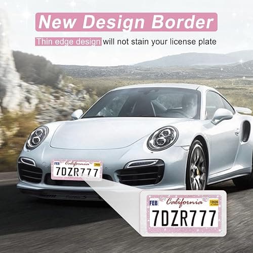 Amiss Bling License Plate Frame for Women, 1Pack Rhinestone Handcrafted Crystal Premium Stainless Steel, Stainless Steel Car Accessories with Diamond Sparkle Glitter Caps (Pink) thumbnail 4