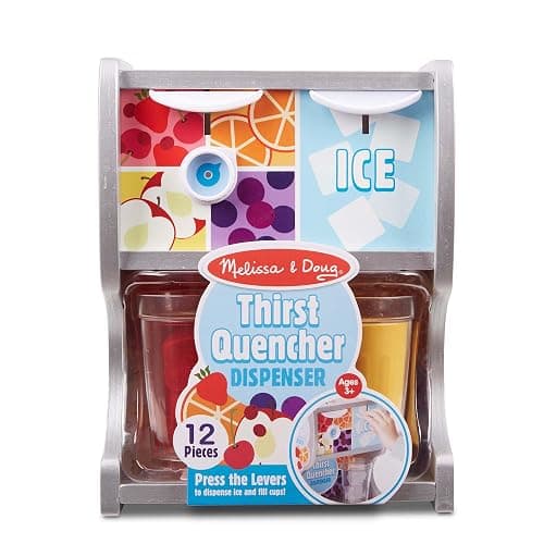 Melissa & Doug Thirst Quencher Wooden Drink Dispenser with Juice Inserts, Ice Cubes & Play Kitchen Accessories, Preschool Learning Toys for Girls & Boys 3+ - FSC Certified thumbnail 3