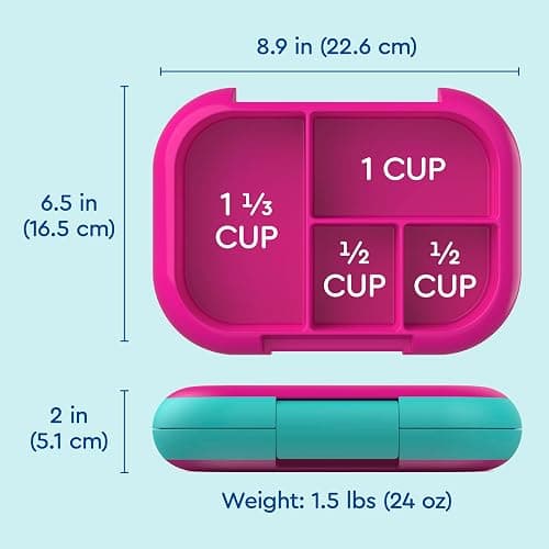 Bentgo Chill Kids Leak-Proof Lunch Box - 4-Compartment Bento Box with Built-In Ice Pack, 3.3 Cup Capacity, PFAS & BPA-Free, Microwave & Dishwasher Safe, Ideal Size for Ages 3 to 7 (Fuchsia/Teal) thumbnail 2