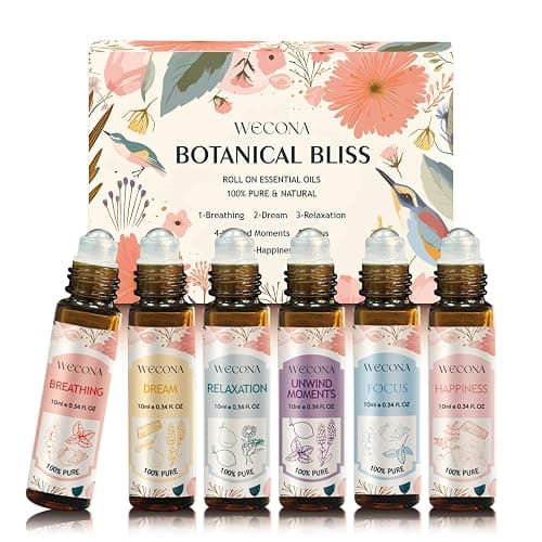 Wecona Aromatherapy Essential Oil Roll-On Set – 6x10ml Essential Oil Blends with Roller Bottles, Portable Essential Oils for Diffusers for Home,Relaxing Gift for Women & Men - Image 1