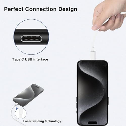 iPhone 16 15 Charger Block/10ft Type C to C Cable Cord Long, 20W USB C Fast Charging Plug for Apple iPhone 16 Pro Max/16 Plus/15 Pro,iPad AirPods Max 2 (2024)/AirPods Pro 2nd Gen/4/Power Adapter Cube - 1Pack 10 FT - white thumbnail 5