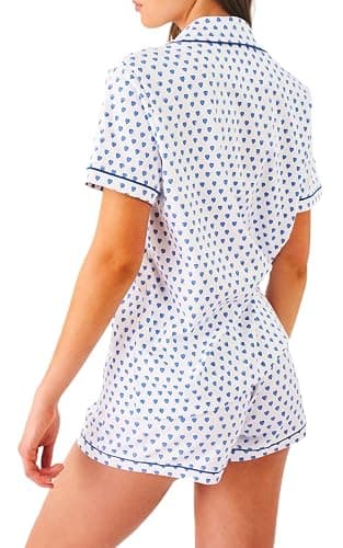 Womens Pajamas Set Button Down 2 Piece Cute Monkey Bunny Y2k Preppy Heart Pjs Sets Lounge Comfy Sleepwear thumbnail 3