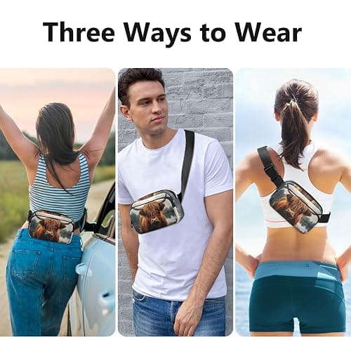 Highland Cow Fashion Fanny Pack for Men Women, Small Waterproof Waist Pack with Adjustable Strap for Travel Running Hiking thumbnail 6