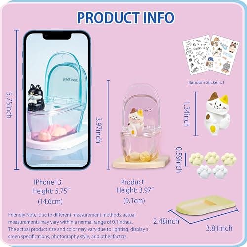 Cat Blind Box - Cat Figurines Phone Stand Blind Box 1PC Random Mini Toilet Figures Phone Holder Birthday Gift for Cat Lovers, Cell Phone Stand for Desk Decor, Cute Desk Accessories Mystery Bag thumbnail 2