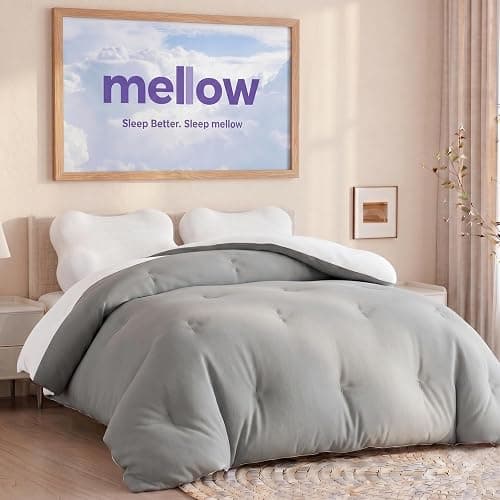Mellow Marshmellow Comforter, Oeko-TEX Fabric (Gray, King/Cali King) | Extra Fluffy Double-Stuffed Down Alternative Duvet Insert, All-Season Temperature Balancing, Box Stitch, Twin / Twin XL) - Image 1