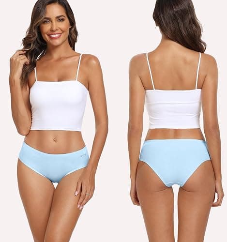 coskefy Women's Underwear Cotton Hipster Panties Low Rise Briefs Soft Strench Breathable Ladies Bikini Underwear 6 Pack thumbnail 2