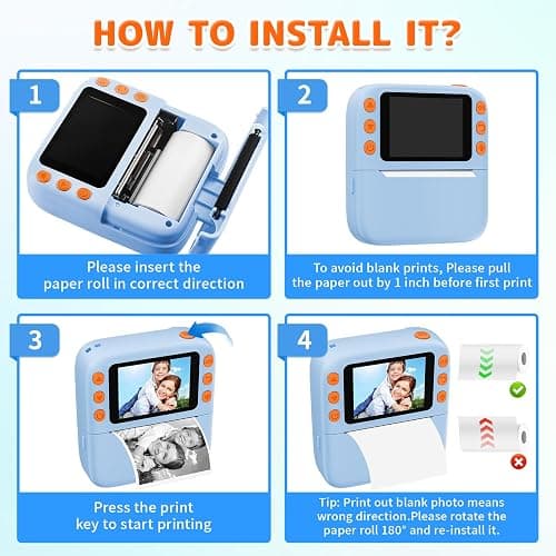 Instant Print Camera for Kids, Christmas Birthday Gifts for Girls Boys, 1080P Instant Digital Print Cameras for Toddler,Portable Toy for 4 5 6 7 8 9 10 Year Old Girl with 32GB SD Card，Light Blue thumbnail 7