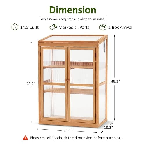 MCombo Wooden Cold Frame Greenhouse, Raised Flower Planter Shelf Protection for Outdoor Indoor Use, 0760 (Orange) thumbnail 3