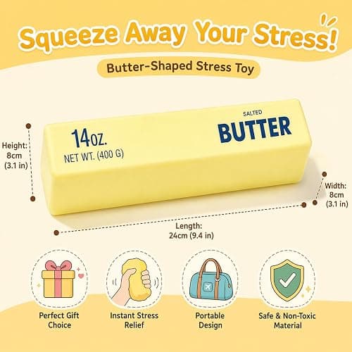 Butter Squishy Giant, Jumbo Cheese Squishy Fidget Toys for Adults | 14OZ Jumbo Squishies Slow Rising, Big Cheese Squishy Squeeze Sensory Toys for ADHD Anxiety Stress Relief thumbnail 2