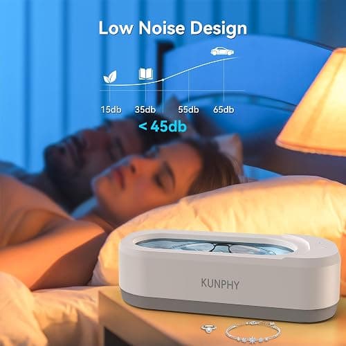 KUNPHY Ultrasonic Jewelry Cleaner, Jewelry Cleaner Machine 12oz 46KHz, Professional Sonic Cleaner with One-Touch Operation, Sonic Cleaner for Rings, Glasses, Jewelry, Dentures White thumbnail 6