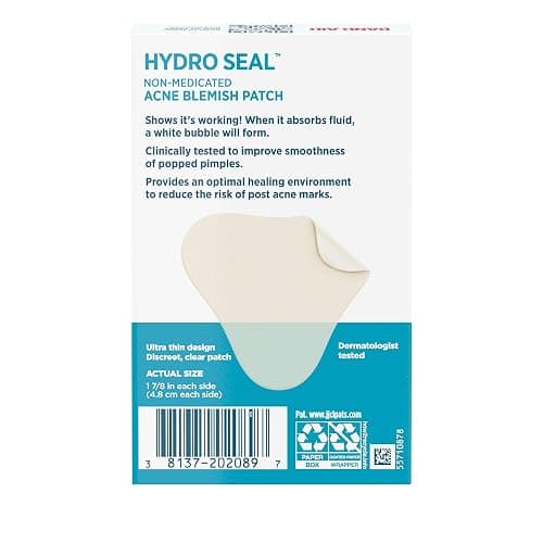 Band-Aid Brand Hydro Seal Acne Patches for Face, Non-Medicated Acne Blemish Patch Absorbs Fluids & Provides a Protective Healing Environment for Pimples, 7 Patches thumbnail 7