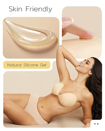 Niidor Adhesive Bra Strapless Sticky Invisible Push up Silicone Bra for Backless Dress with Reusable Nipple Covers thumbnail 3