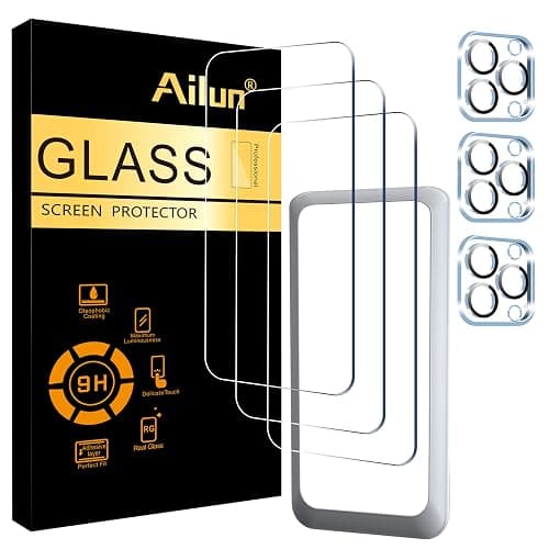 Ailun 3 Pack Screen Protector for iPhone 15 Pro Max [6.7 inch] + 3 Pack Camera Lens Protector with Installation Frame,Sensor Protection,Dynamic Island Compatible,Case Friendly Tempered Glass Film - iPhone 15 Pro Max-6.7 Inch - Image 1