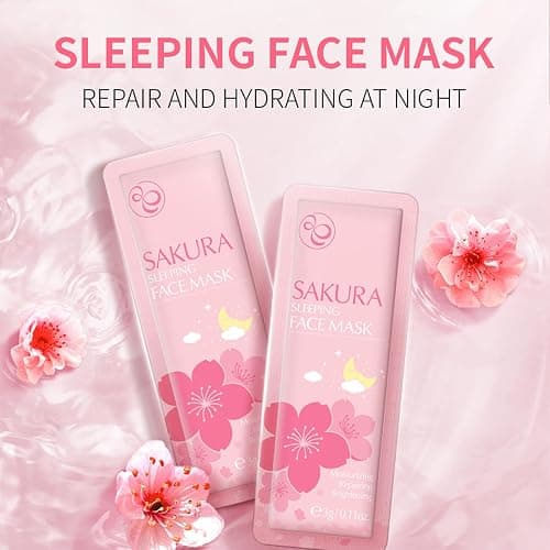 Skin Care For Teenage Girls,Cherry Blossom Skincare Sets Teen Skincare Set,Pamper Sets For Women Gifts,Skin Care Sets & Kits Face Serum,Face Cream,Sleep Mask (One Size, Sakura-Moisturizing Kit) thumbnail 6