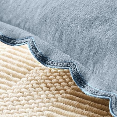 Ohocut Scalloped Pillow Cover Pack of 2 Spring Chenille Decorative Throw Pillow Covers Cute Boho Couch Pillow Covers Aesthetic Funky Preppy Pillow Cases for Sofa Living Room (Misty Blue, 18x18 Inch) thumbnail 3