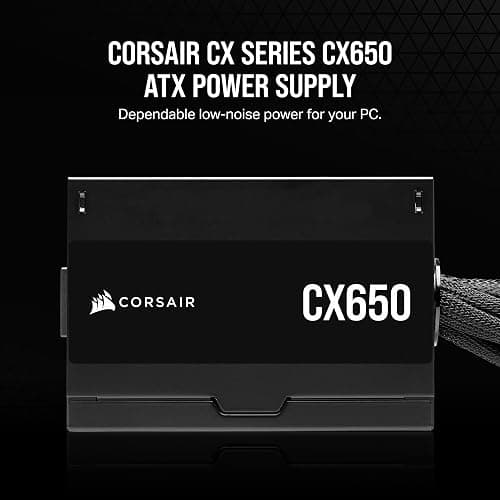 CORSAIR CX650 80 PLUS Bronze Non Modular Low-Noise ATX 650 Watt Power Supply - UK - Black thumbnail 2