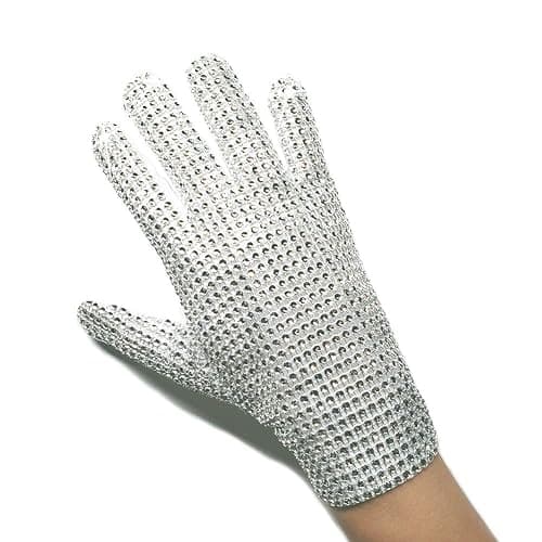 Rhinestone Glove Silver Sequin Dance Gloves Classic Role Player Punk Glove thumbnail 5