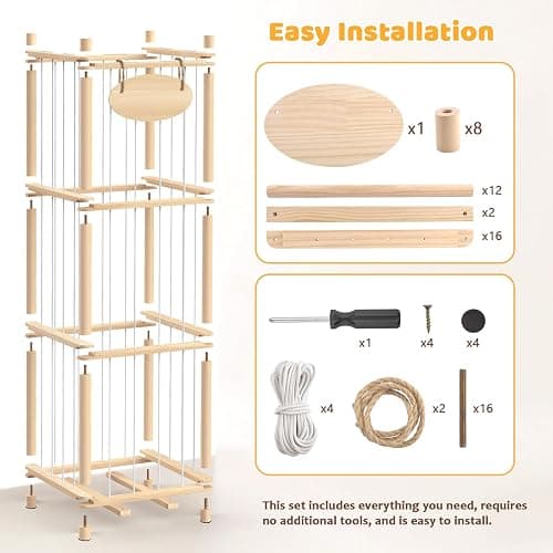 Stuffed Animal Storage Organizer - Thick Wooden Toy Zoo for Playroom & Bedroom, Large Plushies Holder with Cute Jail Cage Design, Plush Toy Display Tower Shelf thumbnail 7